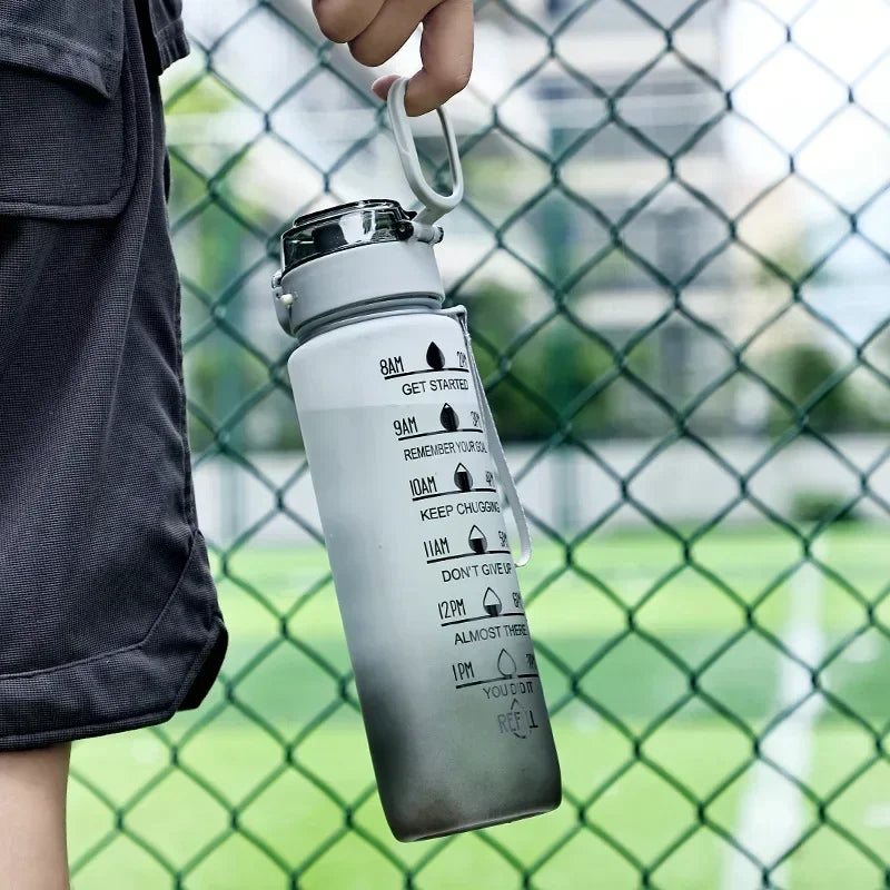 1L Motivational Sports Water Bottle with Straw – Leakproof, Portable, BPA-Free