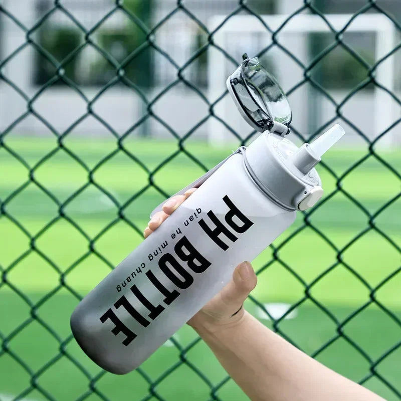 1L Motivational Sports Water Bottle with Straw – Leakproof, Portable, BPA-Free