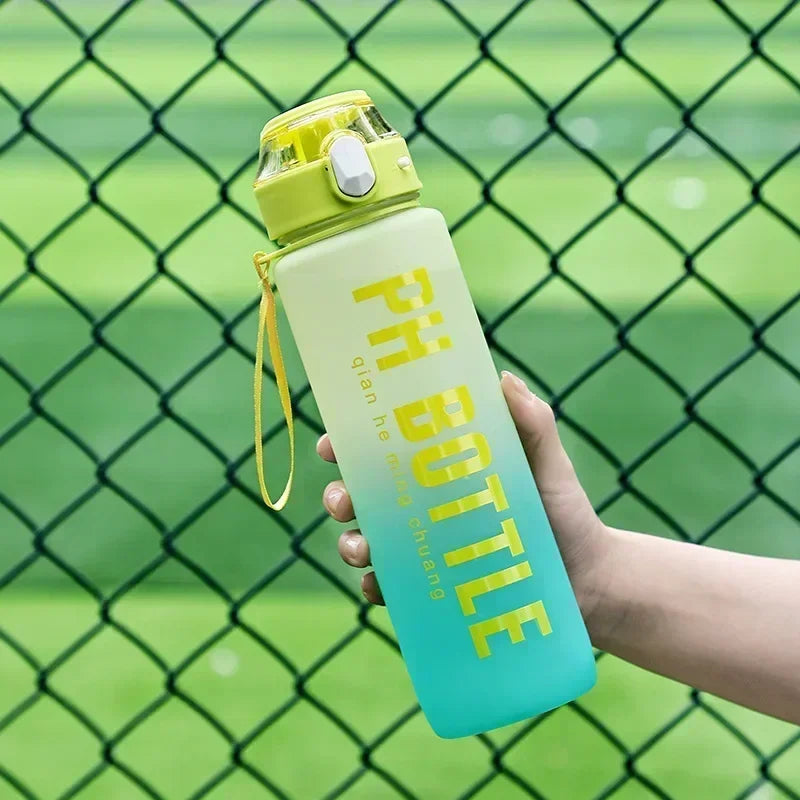 1L Motivational Sports Water Bottle with Straw – Leakproof, Portable, BPA-Free