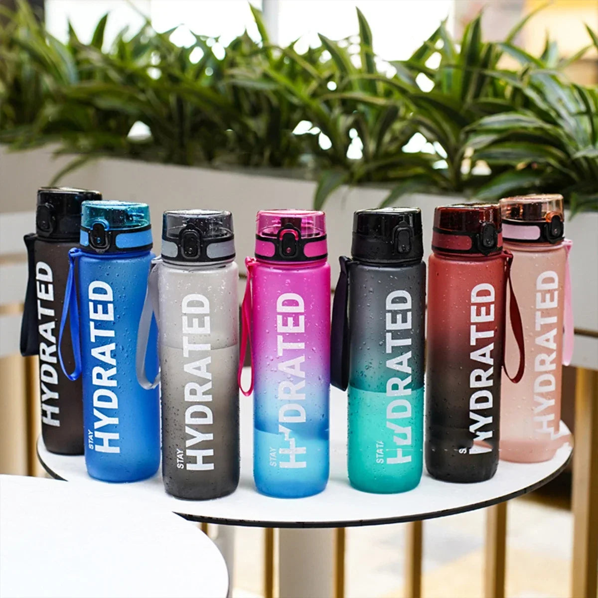 1L Motivational Sports Water Bottle with Straw – Leakproof, Portable, BPA-Free