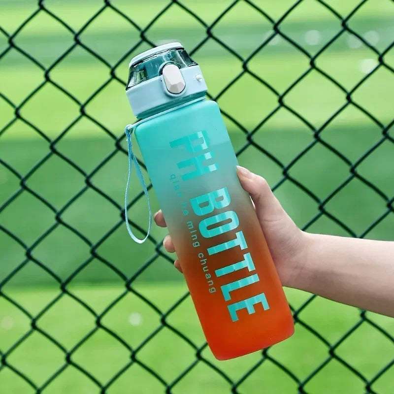 1L Motivational Sports Water Bottle with Straw – Leakproof, Portable, BPA-Free